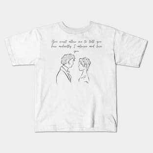 how ardently I admire and love you quote Elizabeth and Mr Darcy Kids T-Shirt